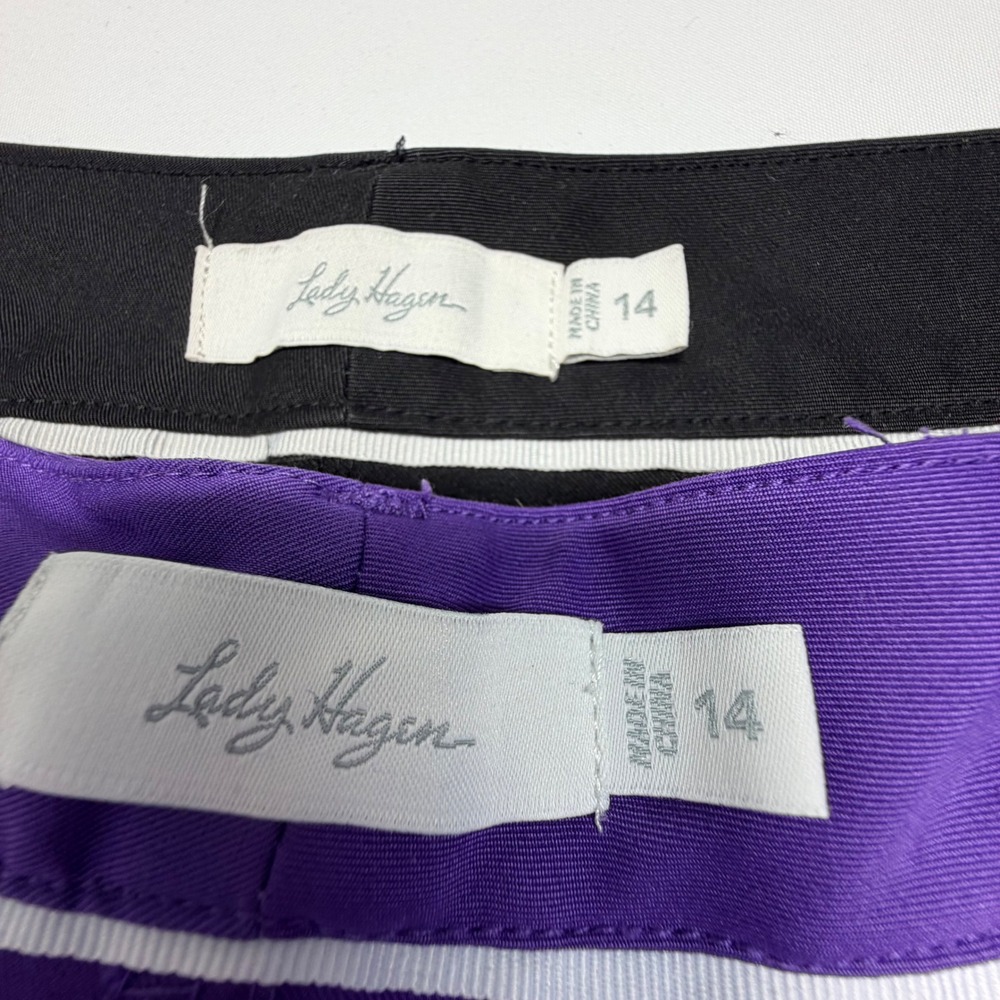 Lady Hagen Golf Shorts Womens 14‎ Black Purple Stretch Bundle - Picture 6 of 11